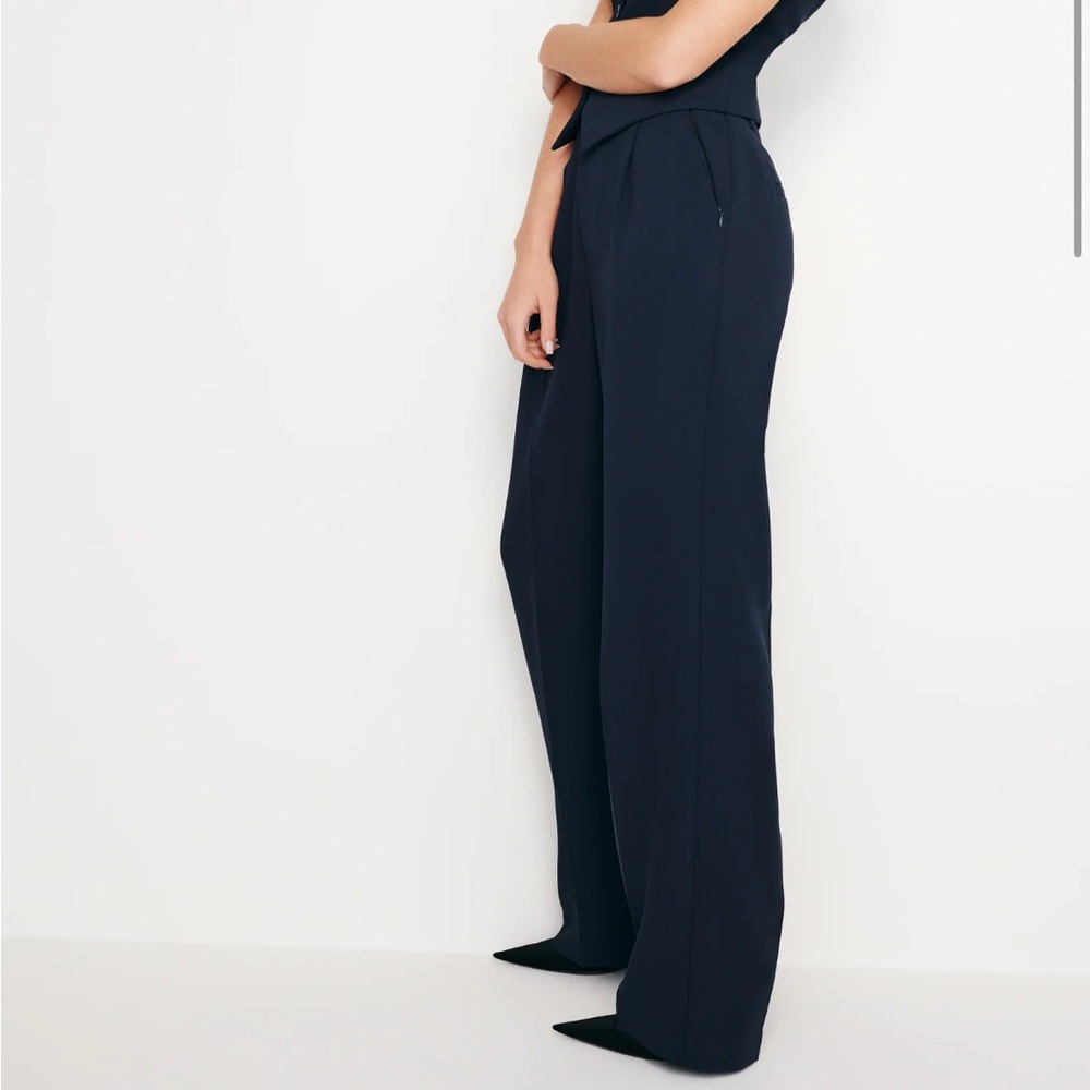 Good American - Women's Luxe suiting Trouser Black high rise wide pants SZ 4/ 27